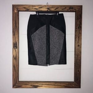 Leather & tweed pencil skirt